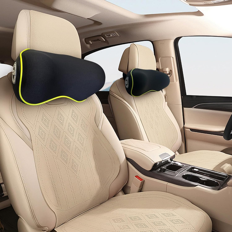 Chic Memory Foam Car Neck Pillow 2 Pack w/ Adjustable Strap0