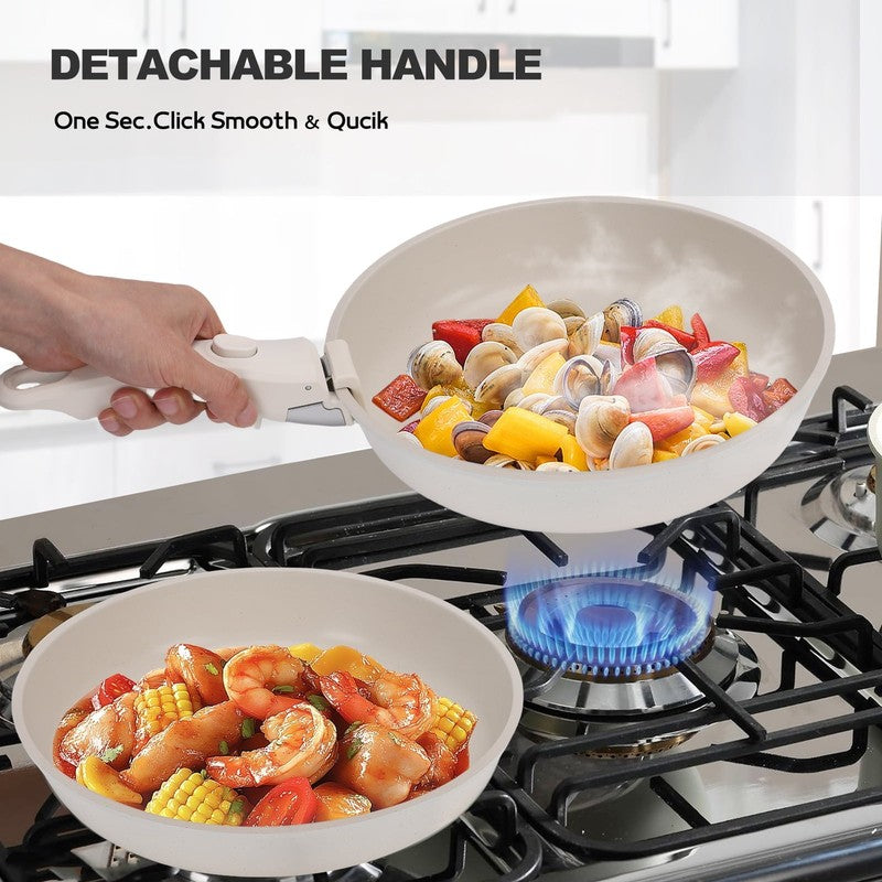 20 Piece Ceramic Pots and Pans Set Non Stick, Cookware Set with Detachable Handl3