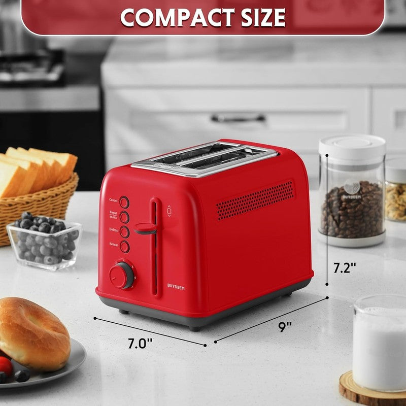 Retro 2 Slice Toaster Extra Wide Slots Stainless Steel 7 Shade Bagel Muffin Red6
