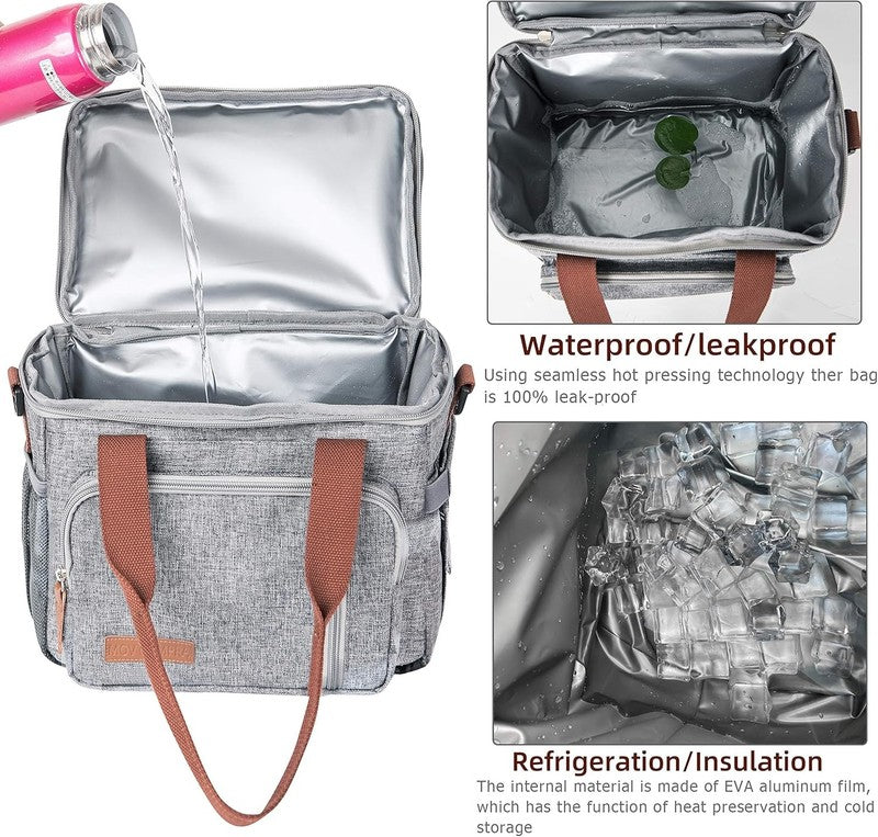Expandable Double Deck Insulated Lunch Bag 15L Grey Adults1