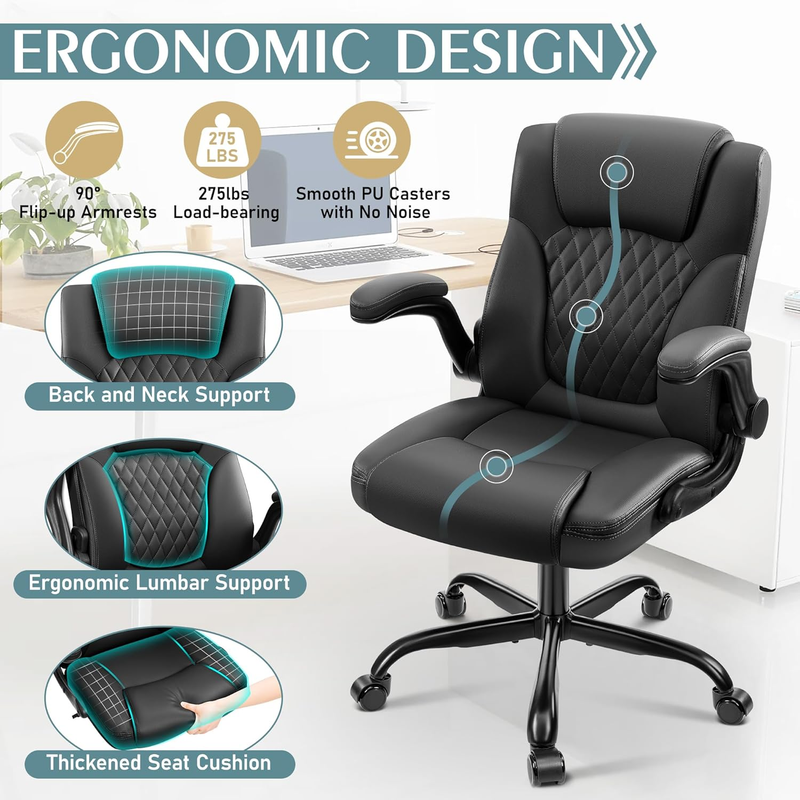 PU Leather Office Chair Ergonomic Swivel Desk Gaming Chair Wheels5
