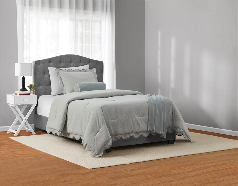 4Pc Scallop Pick Stitch Comforter Set Twin Twin XL Sage0