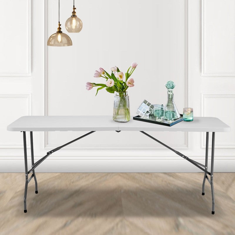 Heavy Duty Folding Table Indoor Outdoor, Portable Camping Table, White2