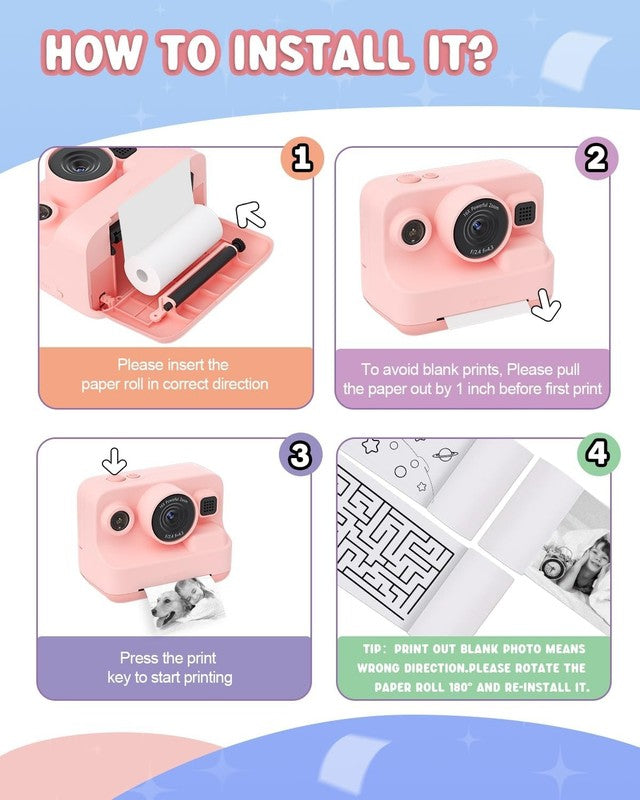 Kids Camera Instant Print,1080P Kids Instant Cameras That Print Photos,Christmas6