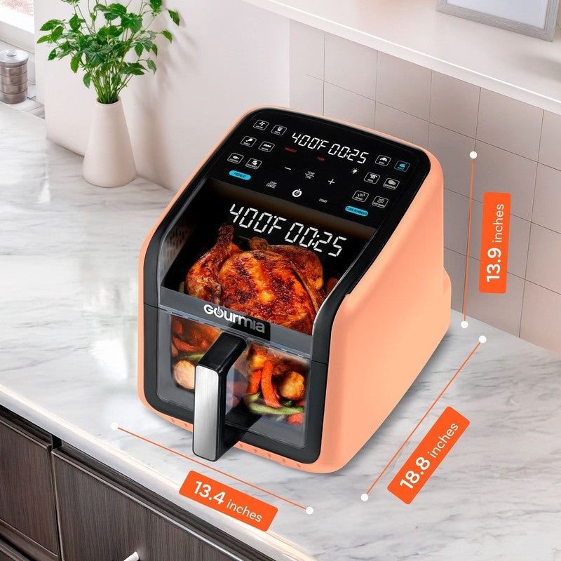 7QT Digital Air Fryer Panoramic View Window 12 Preset Touch Screen Cooker Peach8