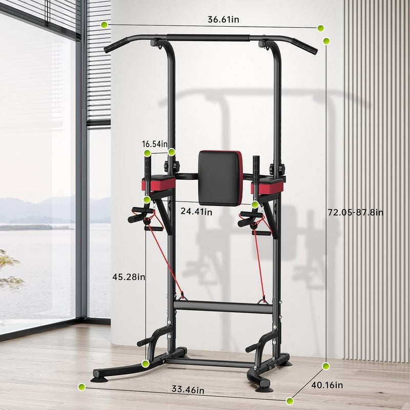 Pull Up Bar Free Standing Power Tower, 450LBS Dip Station for Home Gym6
