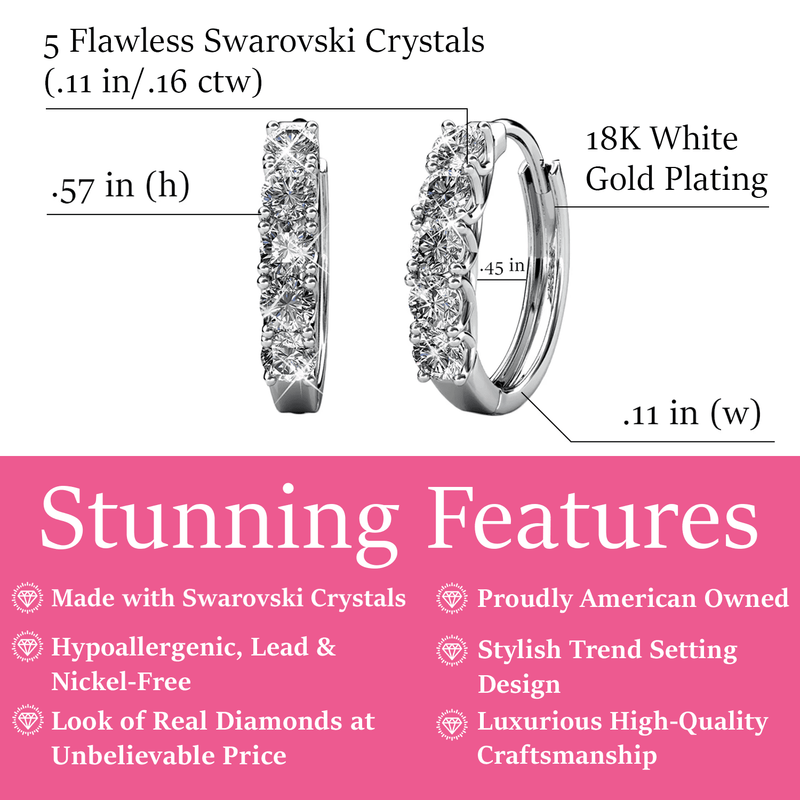 Bethany 18K White Gold Plated 15Mm Hoop Earrings with Crystals for Women1