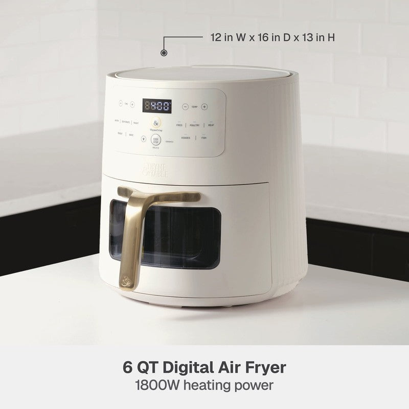 6QT Air Fryer, with Thymecrisp and Ceramic-Coated Nonstick Basket, Sand White2