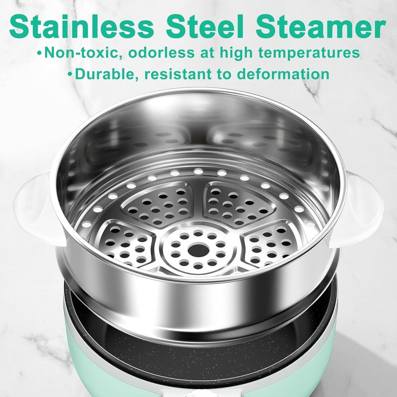 Electric Hot Pot Steamer 1.5L Non Stick Sauté Mini Cooker Temp Control Noodles2