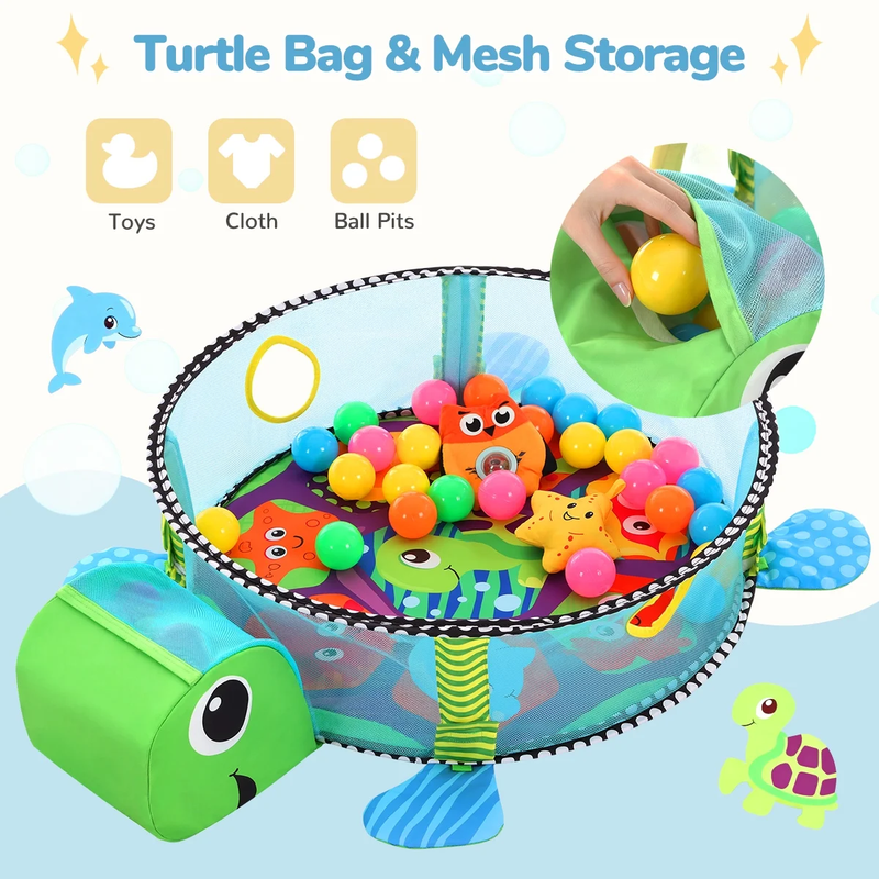 Baby Play Mat,  3 in 1 Baby Play Gym Activity Mat, with Hanging Toys and Ocean B3