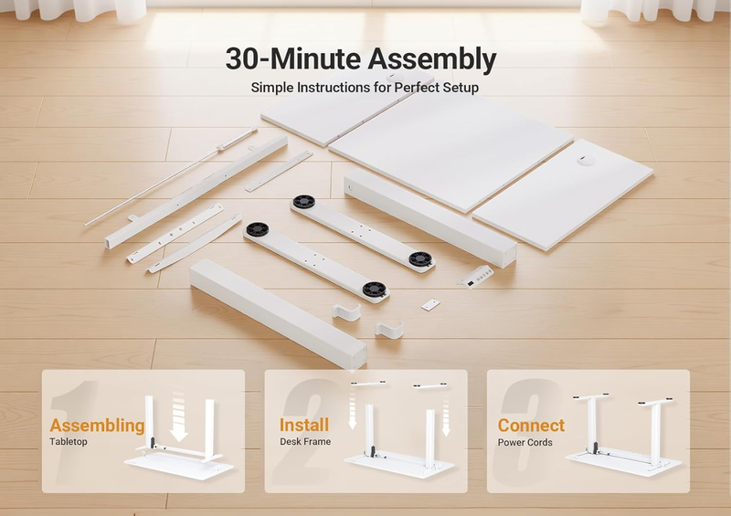 48x24 Electric Standing Desk Adjustable Sit Stand Desk White Frame7