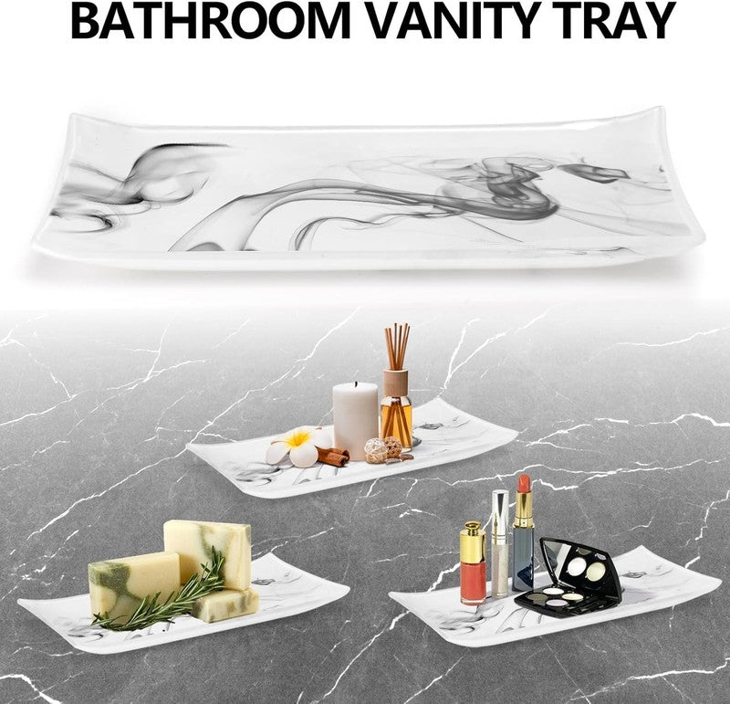 Marble Look Bathroom Accessories Set - 4 Pcs Soap Dispenser & Toothbrush Holder5