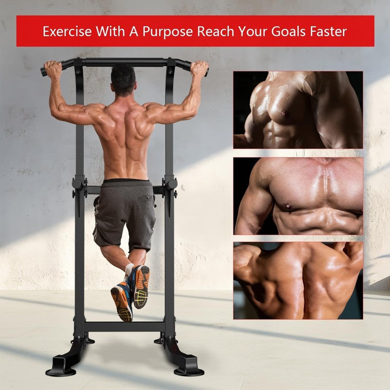 Power Tower Pull Up Dip Station, Adjustable Free Standing Chin Up Bar 300LBS5