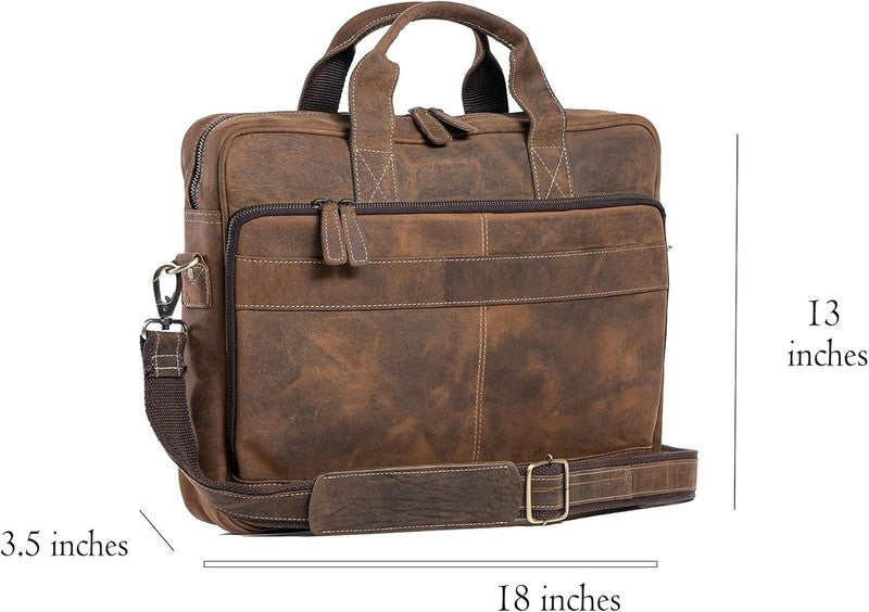 Leather Briefcase 18 Inch Laptop Messenger Bags for Men and Women Best Office Br7