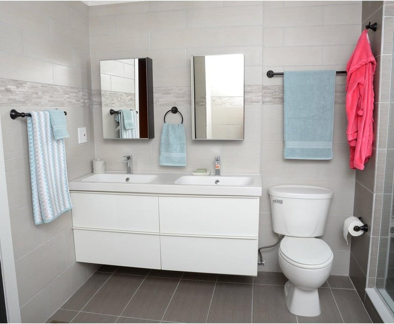 Modern 5 Piece Bathroom Hardware Set, Oil Rubbed Bronze, Towel Bar, Toilet Paper3