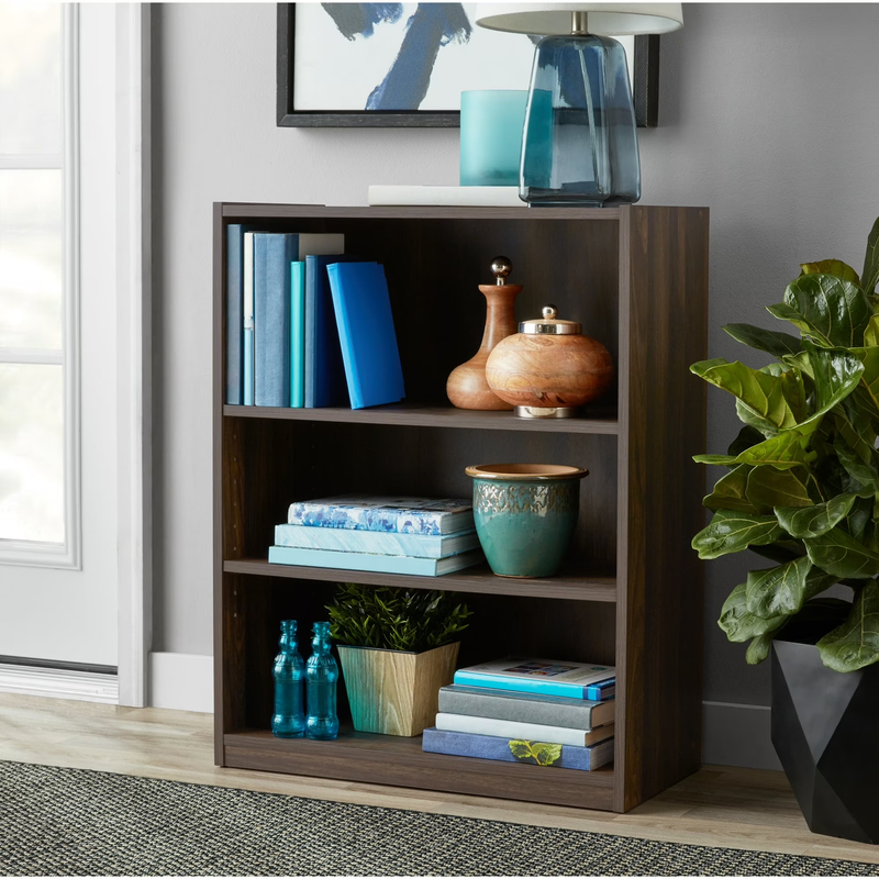 3-Shelf Bookcase with Adjustable Shelves, Canyon Walnut7