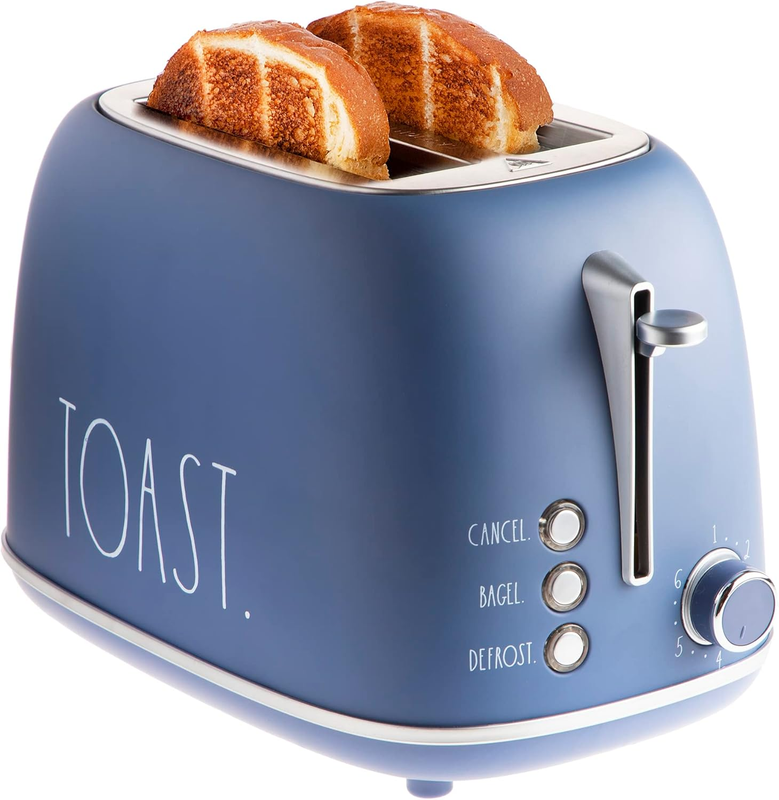 Retro 2 Slice Stainless Steel Toaster Wide Slot 6 Browning Bagel Cancel Navy0
