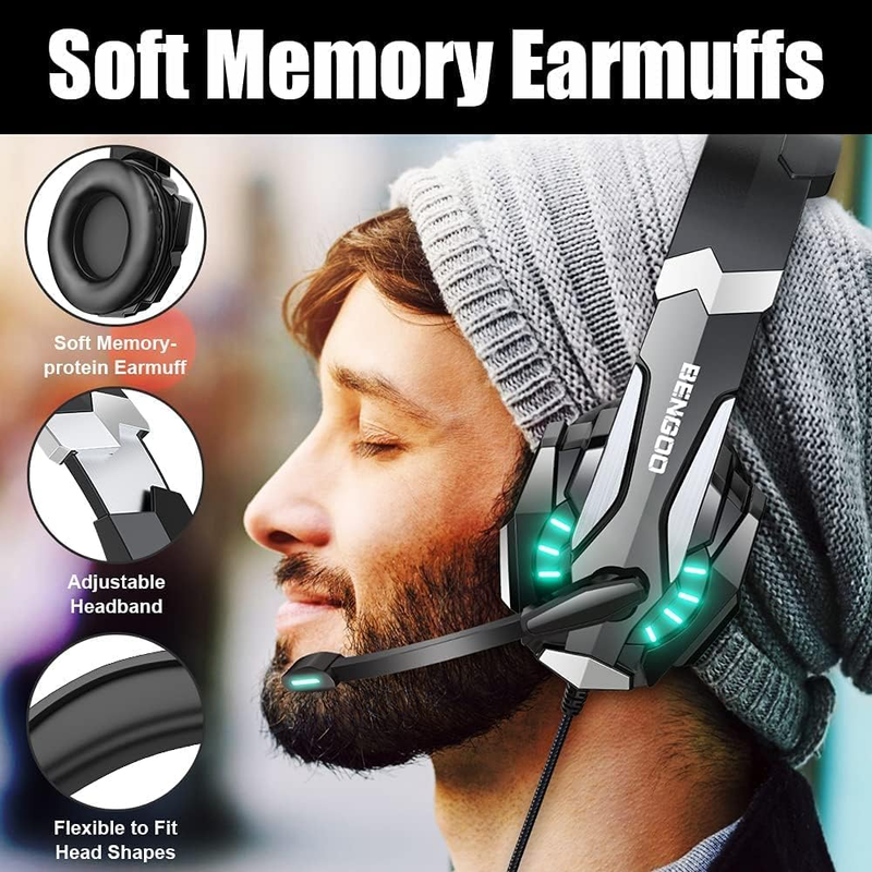 Stereo Gaming Headset for PS4 Xbox One PC Noise Cancelling Mic LED2