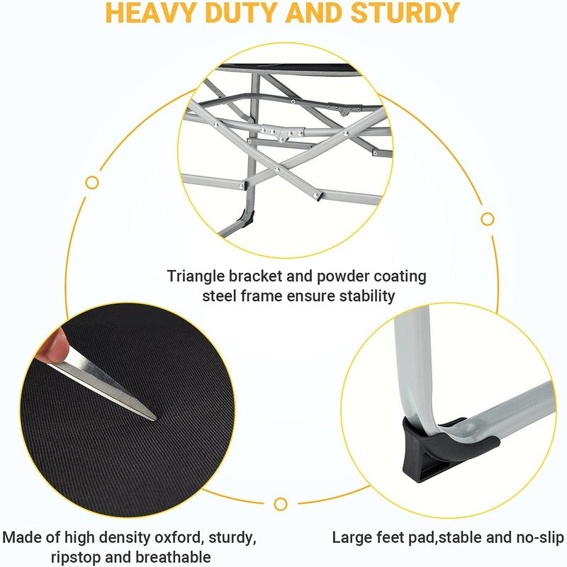 Black Heavy Duty Directors Chair with Side Table for Camping, Portable Folding C2