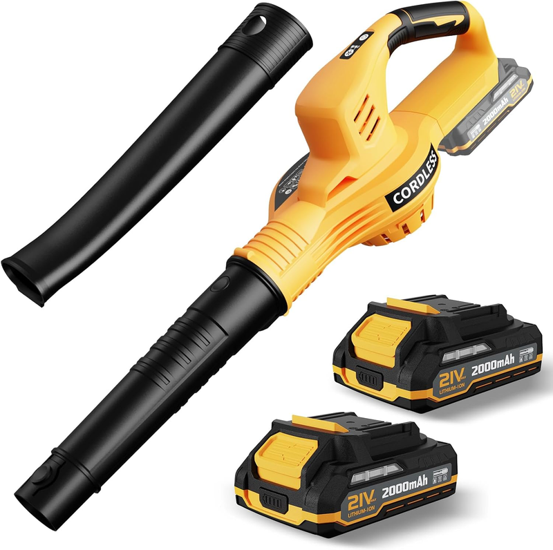 Cordless Leaf Blower 21V w/ 2 Batteries & Charger, 2 Speed, Lightweight8
