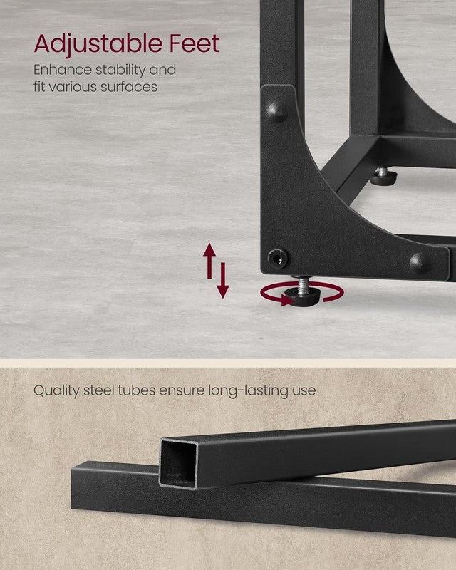 C Shaped Side Table, Sofa End Table with Metal Frame, Rustic Brown & Black5