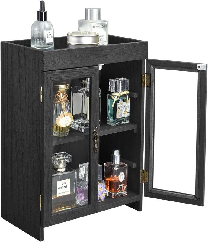 Small Wooden Countertop Storage Cabinet with Adjustable Shelves and Removable Ho3