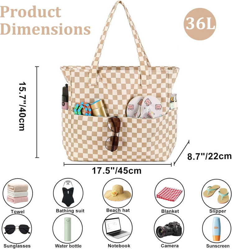 Large Waterproof Beach Bag Women Tote Sandproof Pool Gym Grocery Bag7