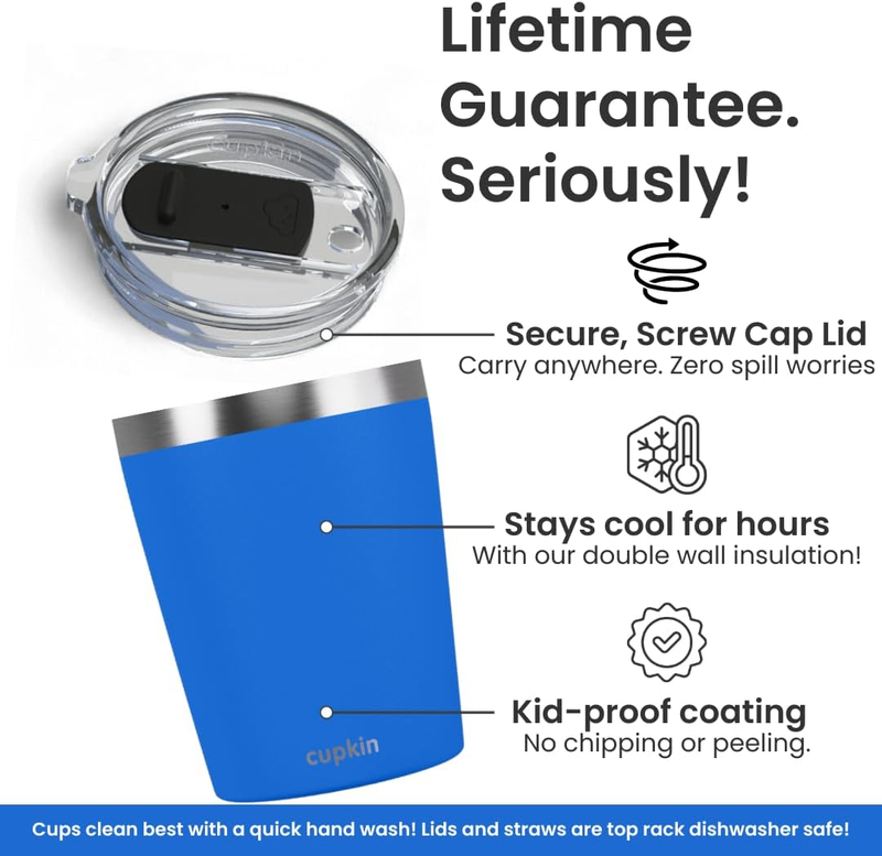 Kids 8oz Stainless Steel Tumbler Cup BPA Free Straw Smoothie Cup Blue1