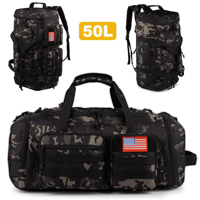 50L Gym Duffle Bag 3-in-1 Travel Backpack Shoe Compartment Water Resistant10