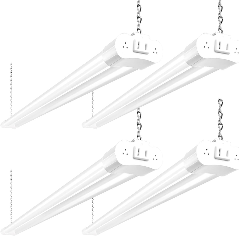 4 Pack 4FT LED Shop Lights, 4400Lm, 5000K, Linkable, Hanging/Flush Mount10