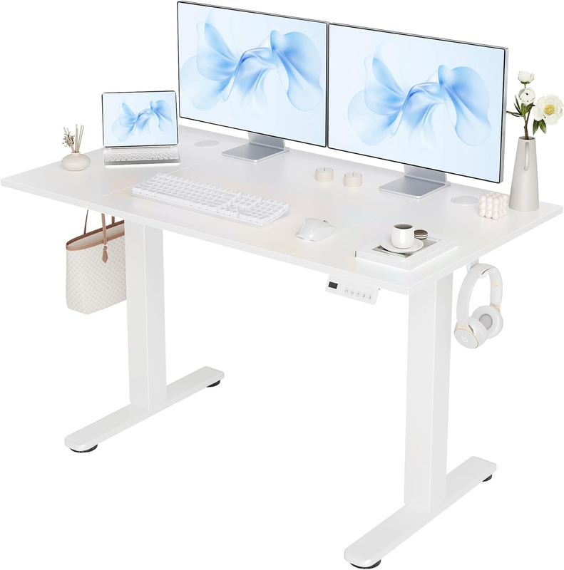 48x24 Electric Standing Desk Adjustable Sit Stand Desk White Frame10