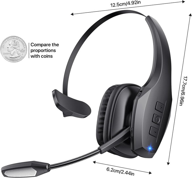 Trucker Bluetooth Headset Dual Noise Cancel Mic 55H Work Wireless PC/Phone8