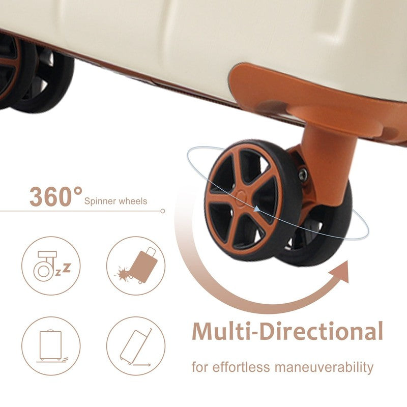 24" Carry On Luggage 65L Suitcase Wheels TSA Lock ABS+PC Lightweight White3