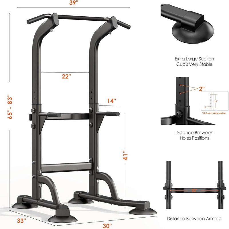 Power Tower Dip Station with Pull Up Bar, Adjustable Height Home Gym Equipment4