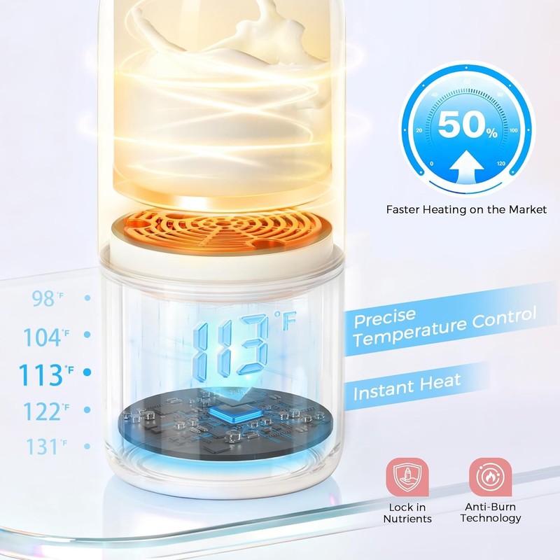 Portable Baby Bottle Warmer Dual Heat Breastmilk Water 12oz Pink3