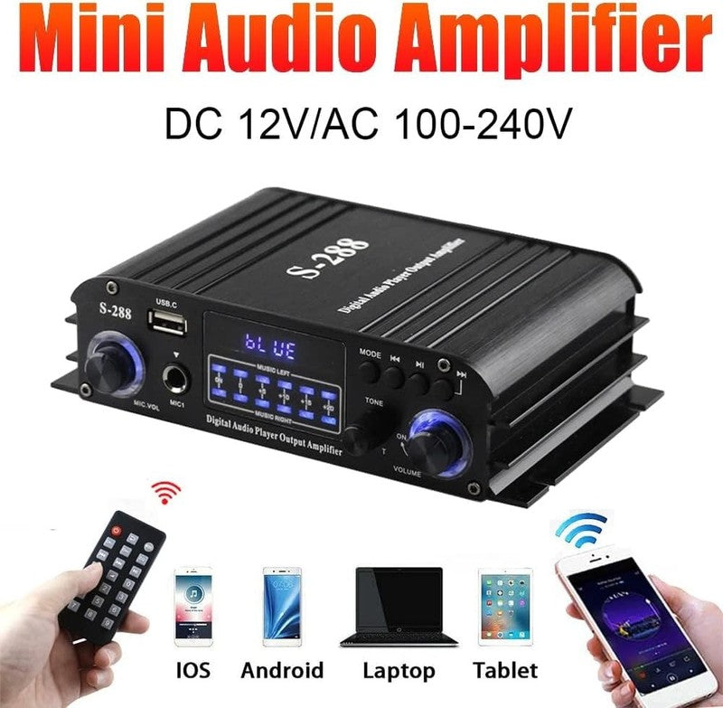 4 Ch Bluetooth 5.0 Stereo Amplifier 50Wx4 USB SD FM Class D Home Audio8