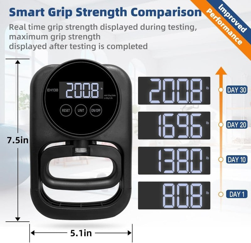 Hand Grip Strength Tester 265Lbs, LED Display, Grip Trainer for Home & Gym2