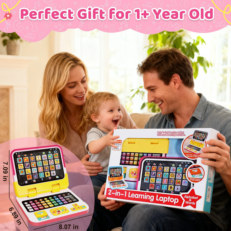 2-in-1 Kids Learning Laptop & Tablet – Montessori Educational Toy Ages 1-66