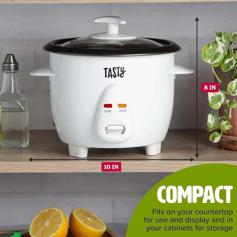 Mini Rice Cooker 1.5Qt White, Removable Nonstick Bowl, Auto Keep Warm2