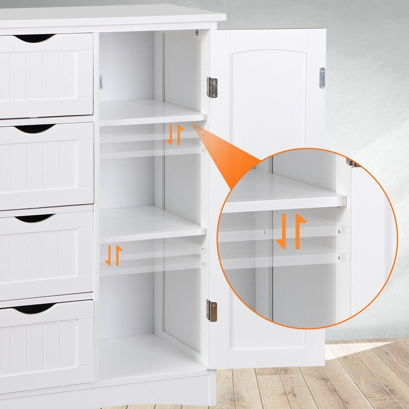 Freestanding Bathroom Floor Cabinet – 4-Drawer Storage with Adjustable Shelves, 5