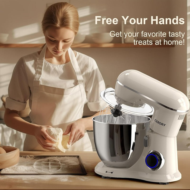 3-in-1 Stand Mixer 6.5QT 660W 10-Speed w/ Dough Hook Whisk Beater5