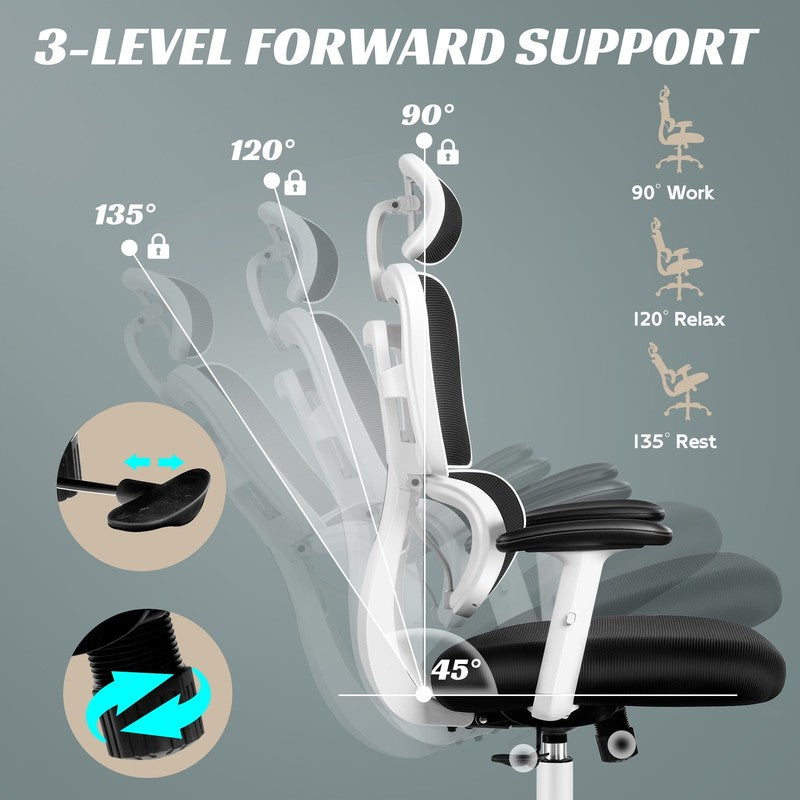 Ergonomic High Back Office Chair with Lumbar Support and Cushion, 300Lbs, White5