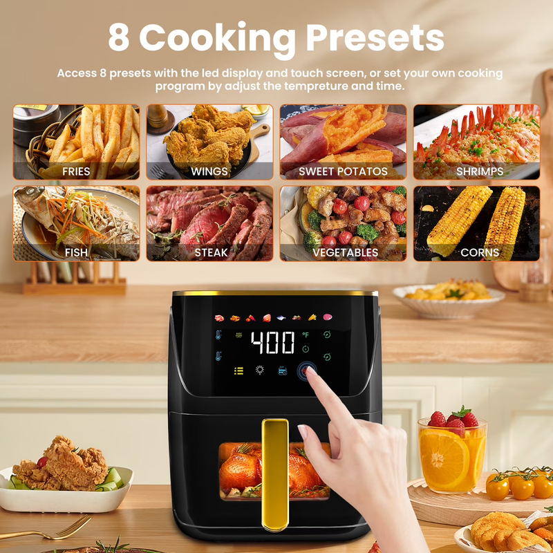 8.5QT Air Fryer 8 in 1 Touch Screen Visible Window 1750W Black1