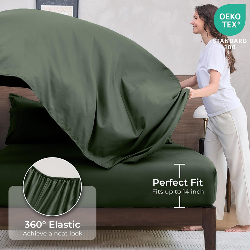 Army Green Queen Comforter Set 7 Piece Bed in Bag Ultra Soft Shams Set Green4
