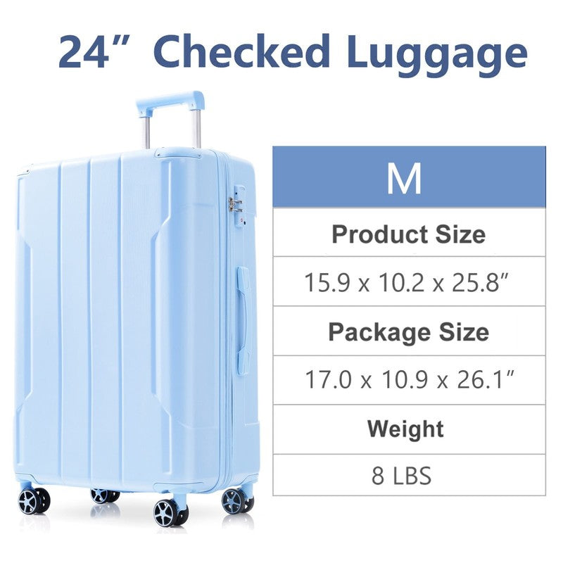 Carry on Luggage 24 Inch, ABS+PC Lightweight 65L Capacity Hardshell Suitcase wit4