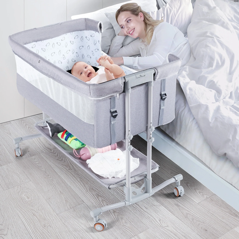 Baby Bassinet Bedside Sleeper Bassinet for 0 5 Months Baby Unisex (Light Grey)10