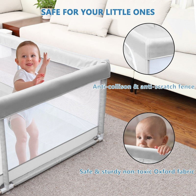 Baby Playpen Large Play Yard Fence for Toddlers,50"X50" Gray6