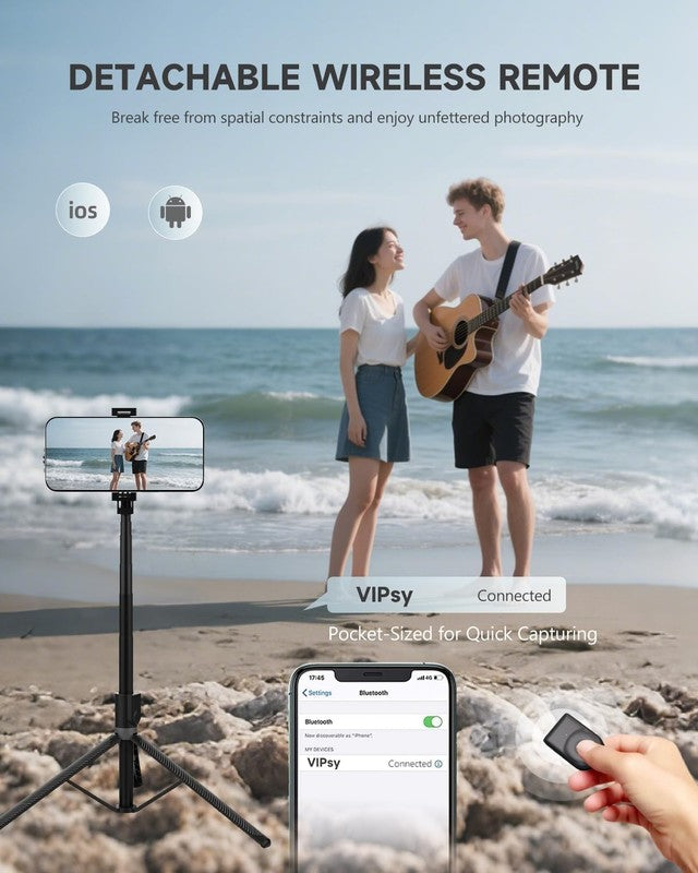 71'' Phone Tripod Selfie Stick Extendable Stand w Wireless Remote3