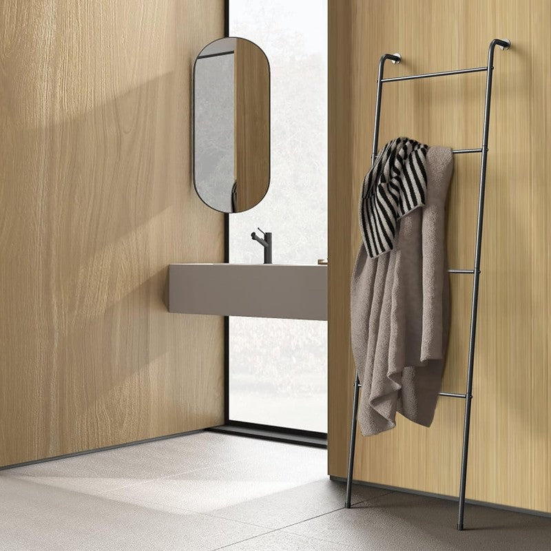 Blanket Ladder Decorative Towel Rack Holder for Bathroom, Wall Leaning Metal Dry4