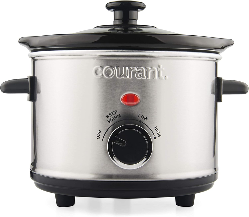 1.6Qt Mini Slow Cooker Removable Ceramic 3-Setting Stainless Steel8